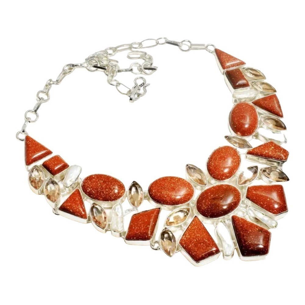 Goldstone and Morganite Necklace